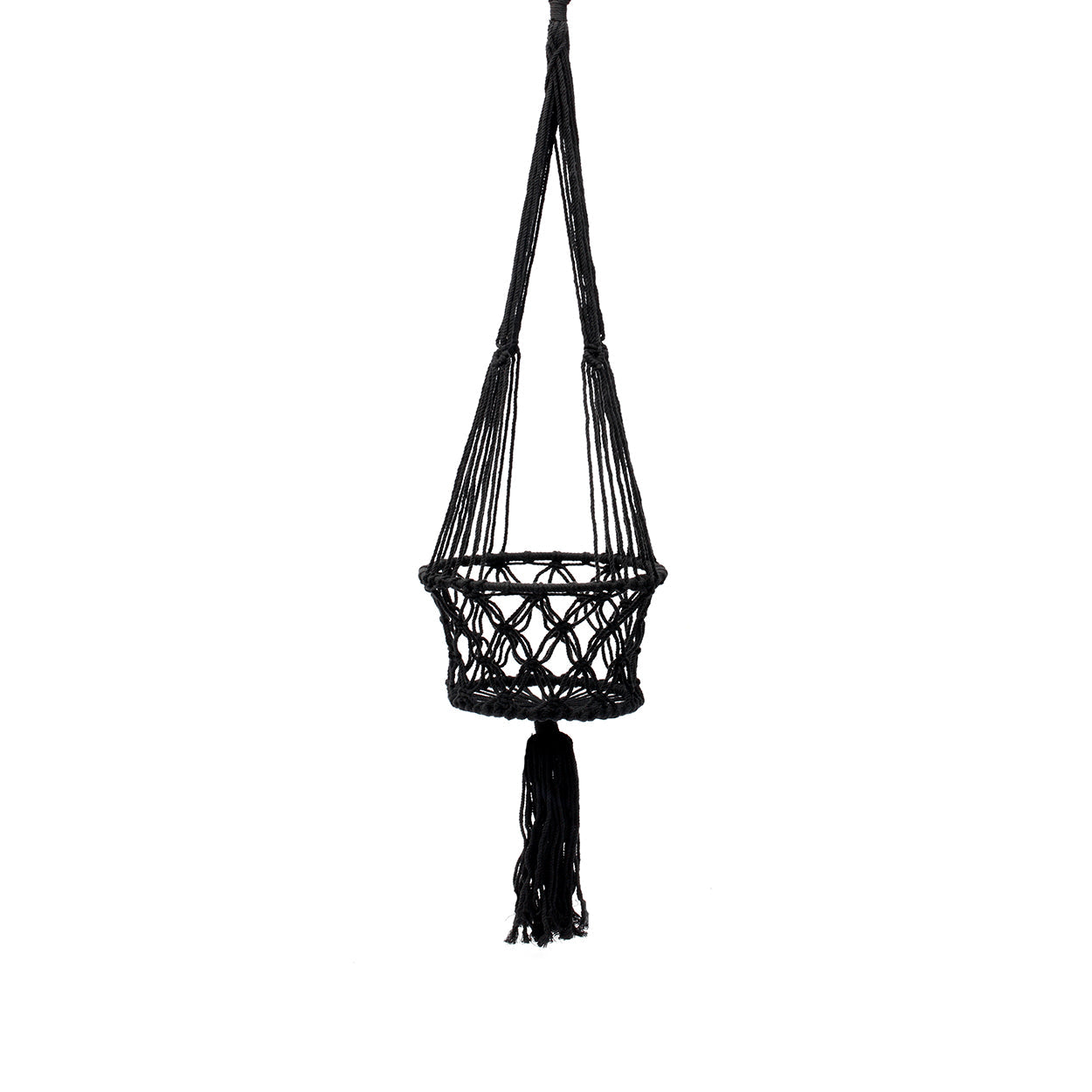 De Macrame Planthanger - Zwart - L